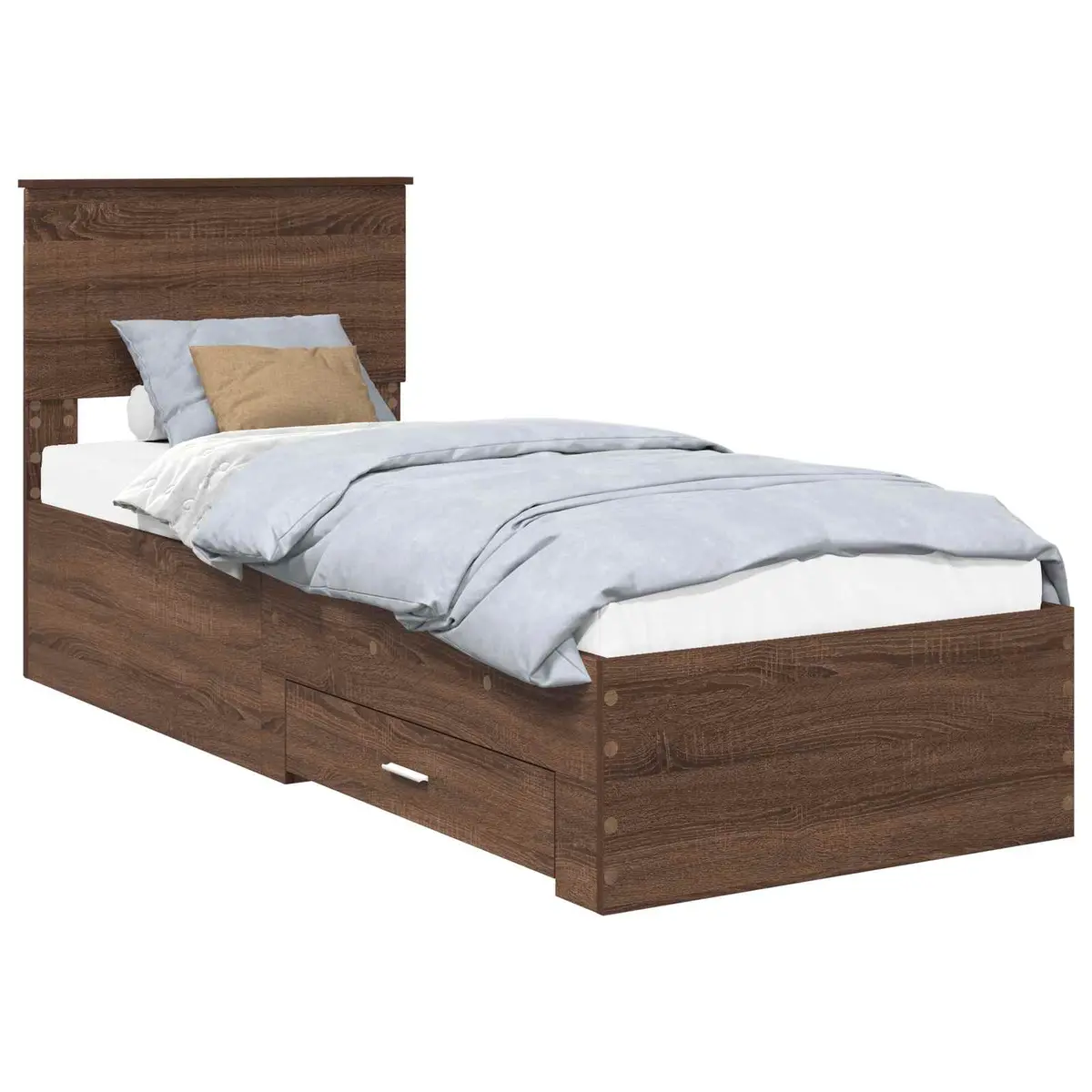 vidaXL Sengestamme Brun Eik og Sølv 75 x 190 cm Konstruert tre