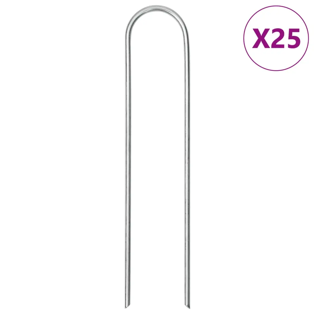 vidaXL Jordplugger U-formet 25 stk 15x3,5 cm galvanisert stål