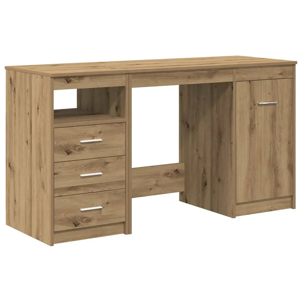 vidaXL Skrivebord med skap artisan eik konstruert tre