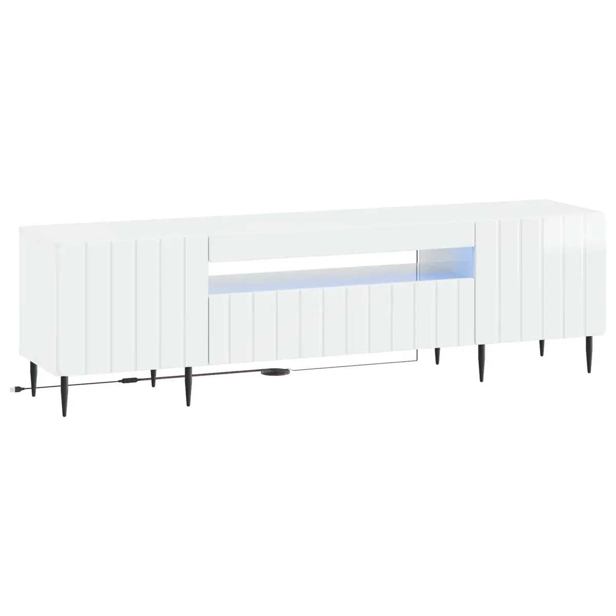 vidaXL LED TV-skap Høgglans hvit Konstruert tre