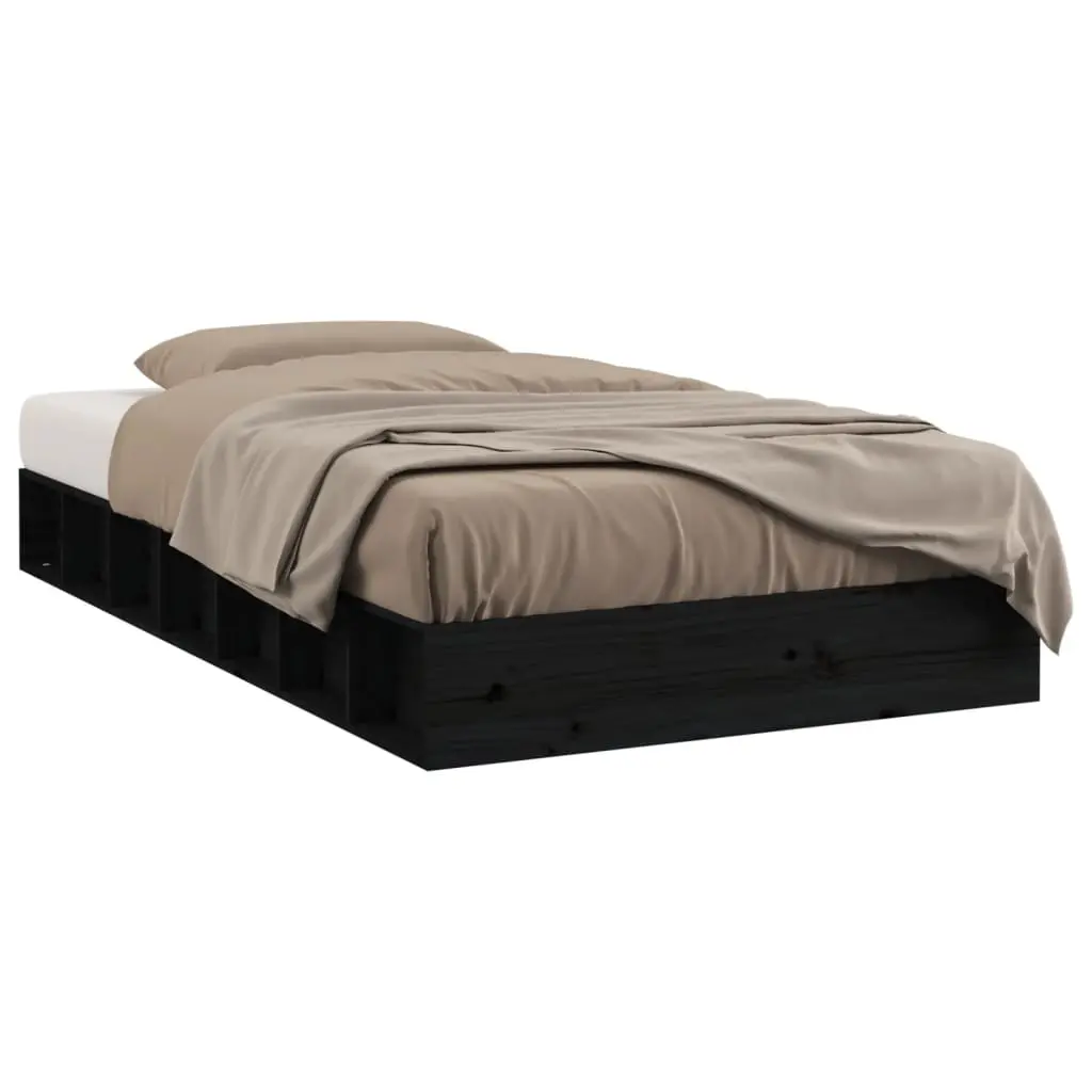 vidaXL Sengeramme svart 75x190 cm Small Single heltre