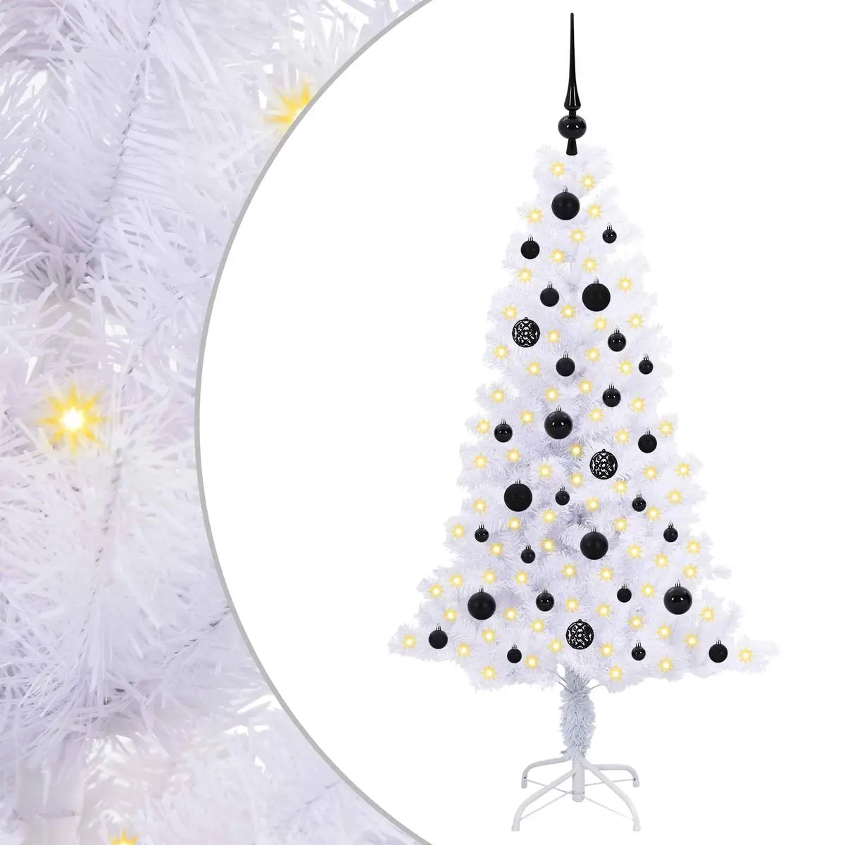 vidaXL Kunstig juletre med 150 LED med stativ Hvit 150 cm PVC og Stål