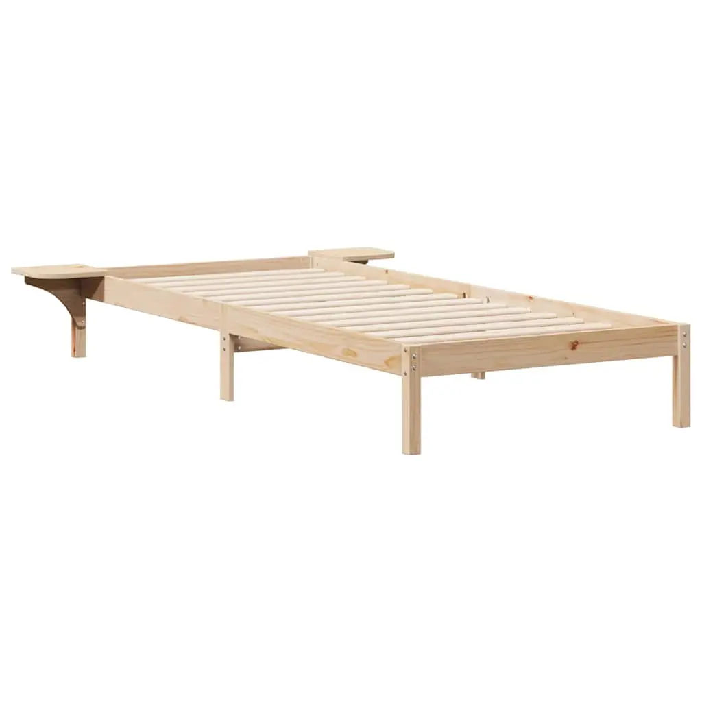 vidaXL Sengestamme med Sidebord Naturlig 90 x 210 cm Massiv furu