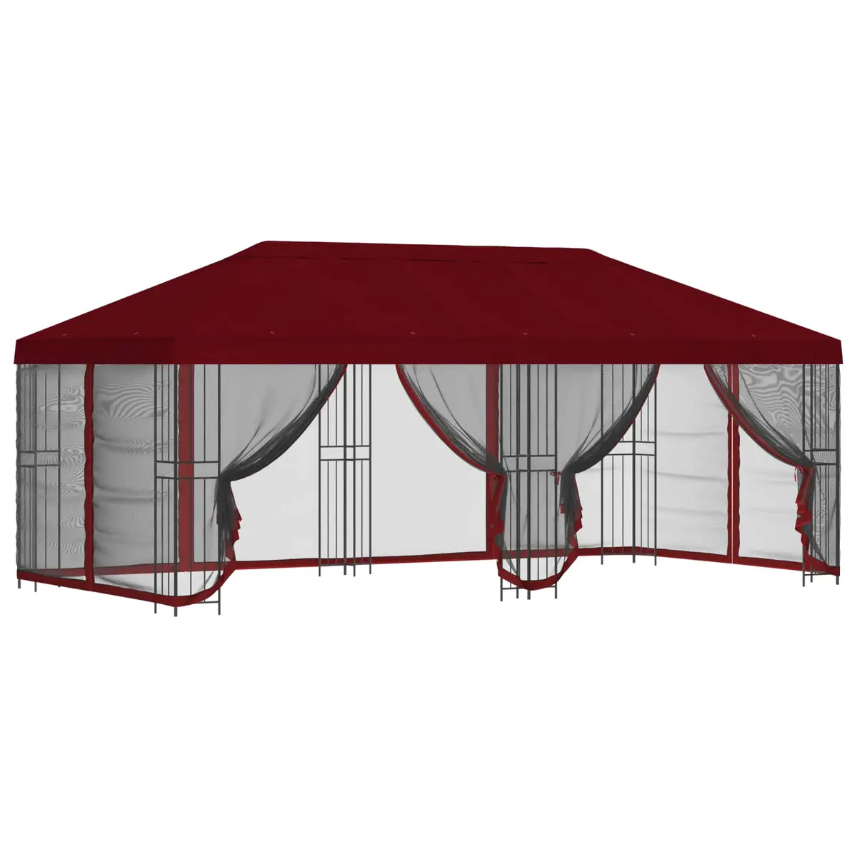 vidaXL Paviljong med sidevegger 6 x 3 m Burgunder Polyester og stål