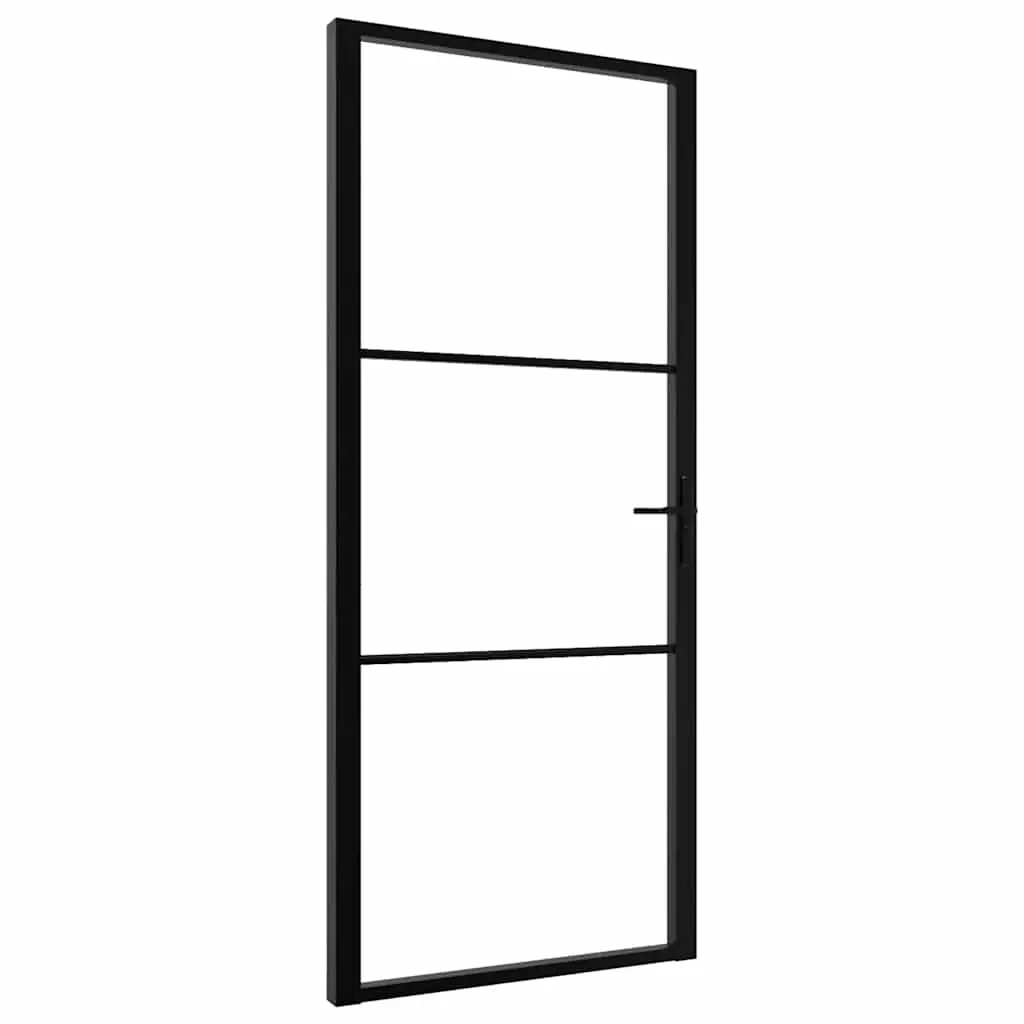 vidaXL Innerdør ESG-glass og aluminium 102,5x201,5 cm svart