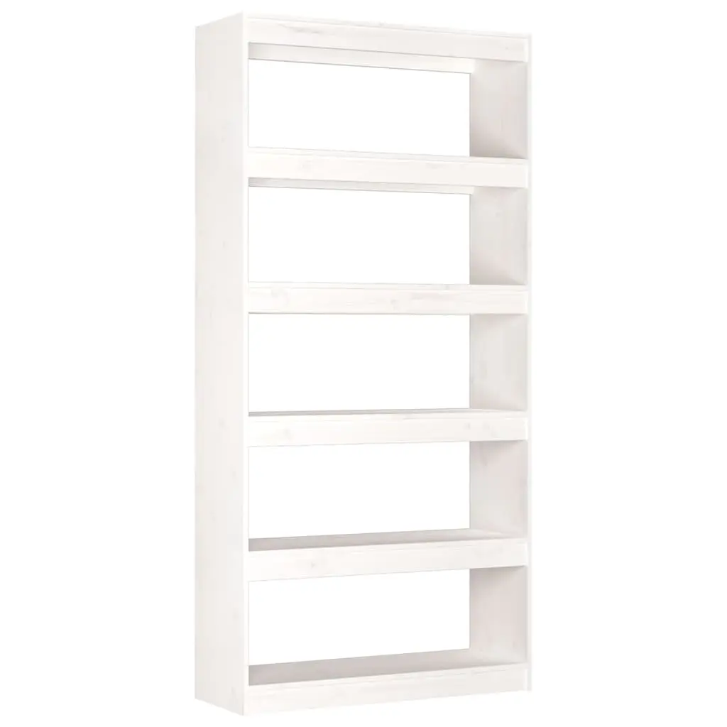 vidaXL Bokhylle/romdeler hvit 80x30x167,4 cm heltre furu