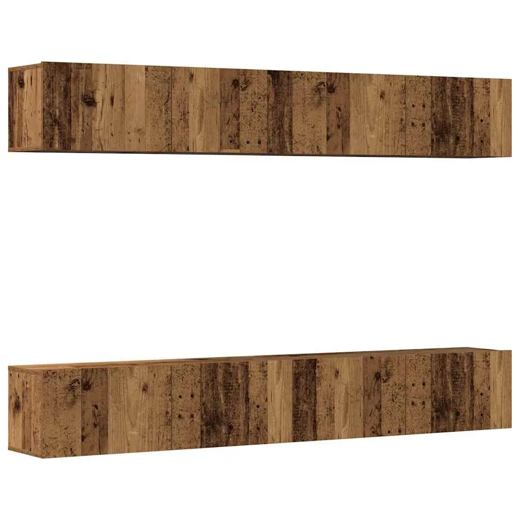 vidaXL 4 deler veggmontert TV-skapsett gammelt tre 100x30x30 cm