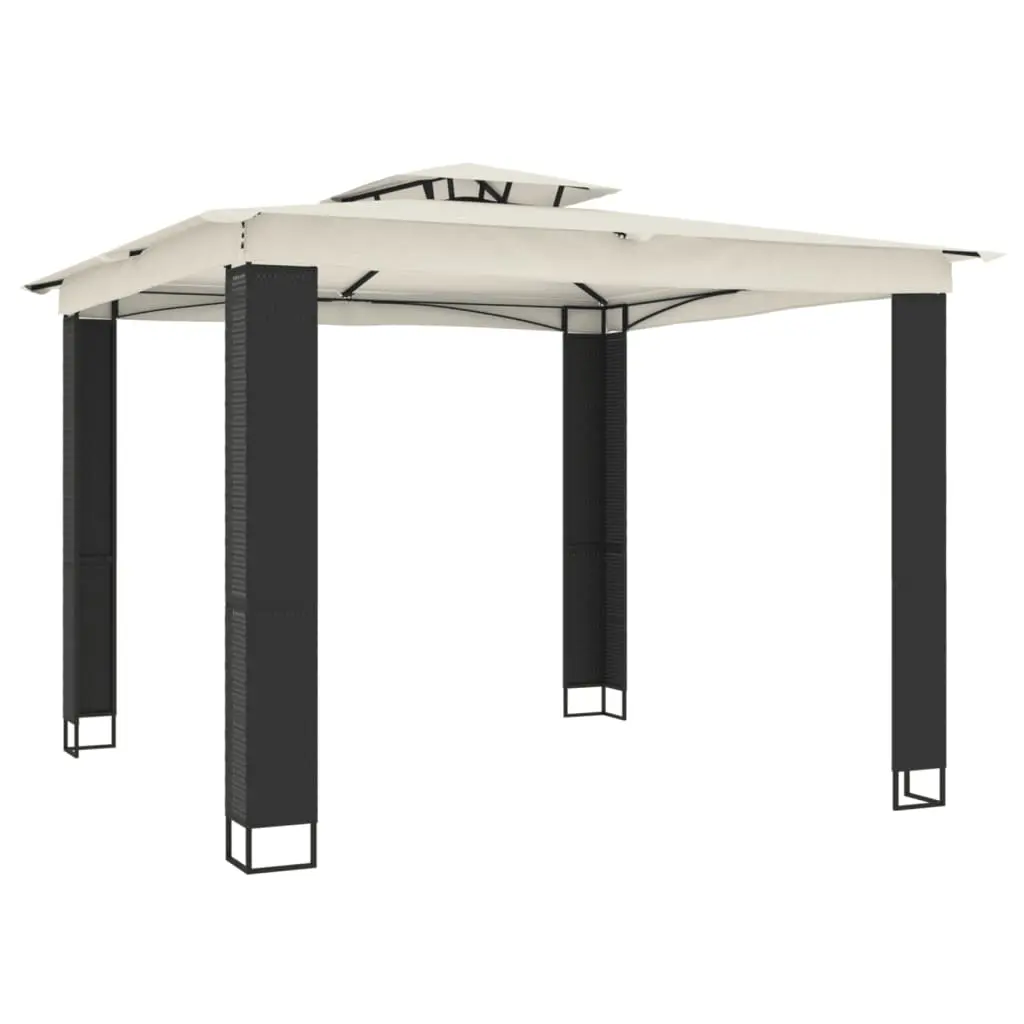 vidaXL Paviljong med dobbelttak kremhvit 2,94x2,94 m stål
