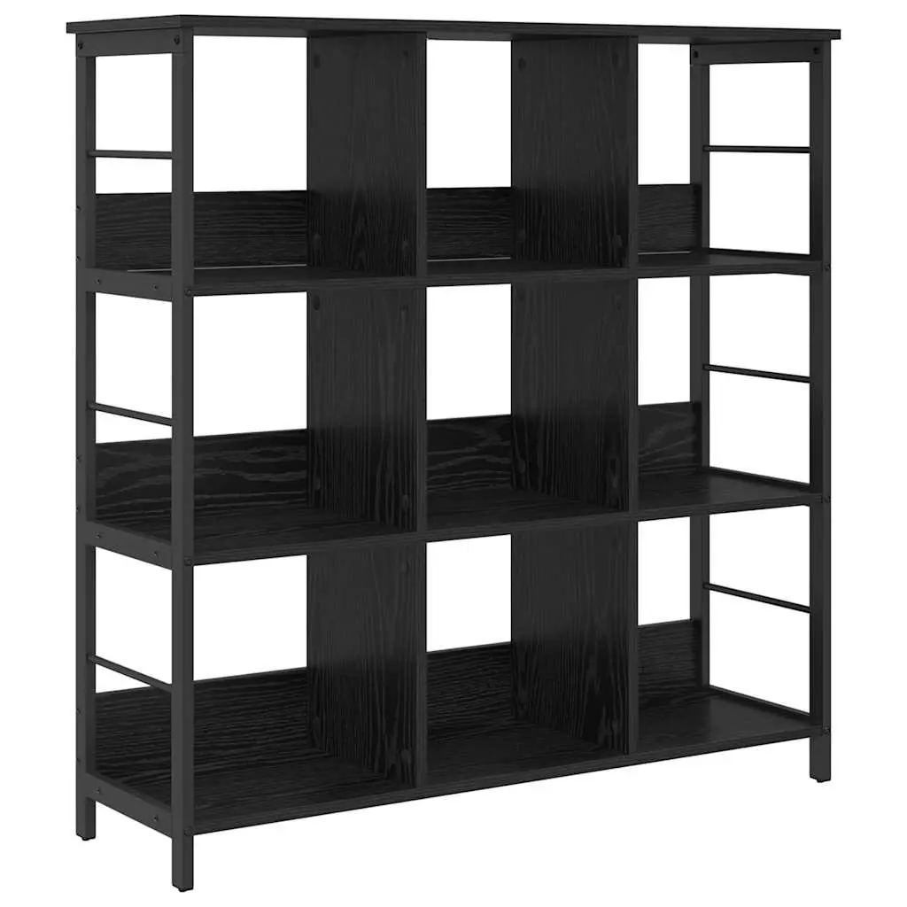 vidaXL Bokhylle 9 nivåer 102 x 32 x 104,5 cm Konstruert tre Svart Eik