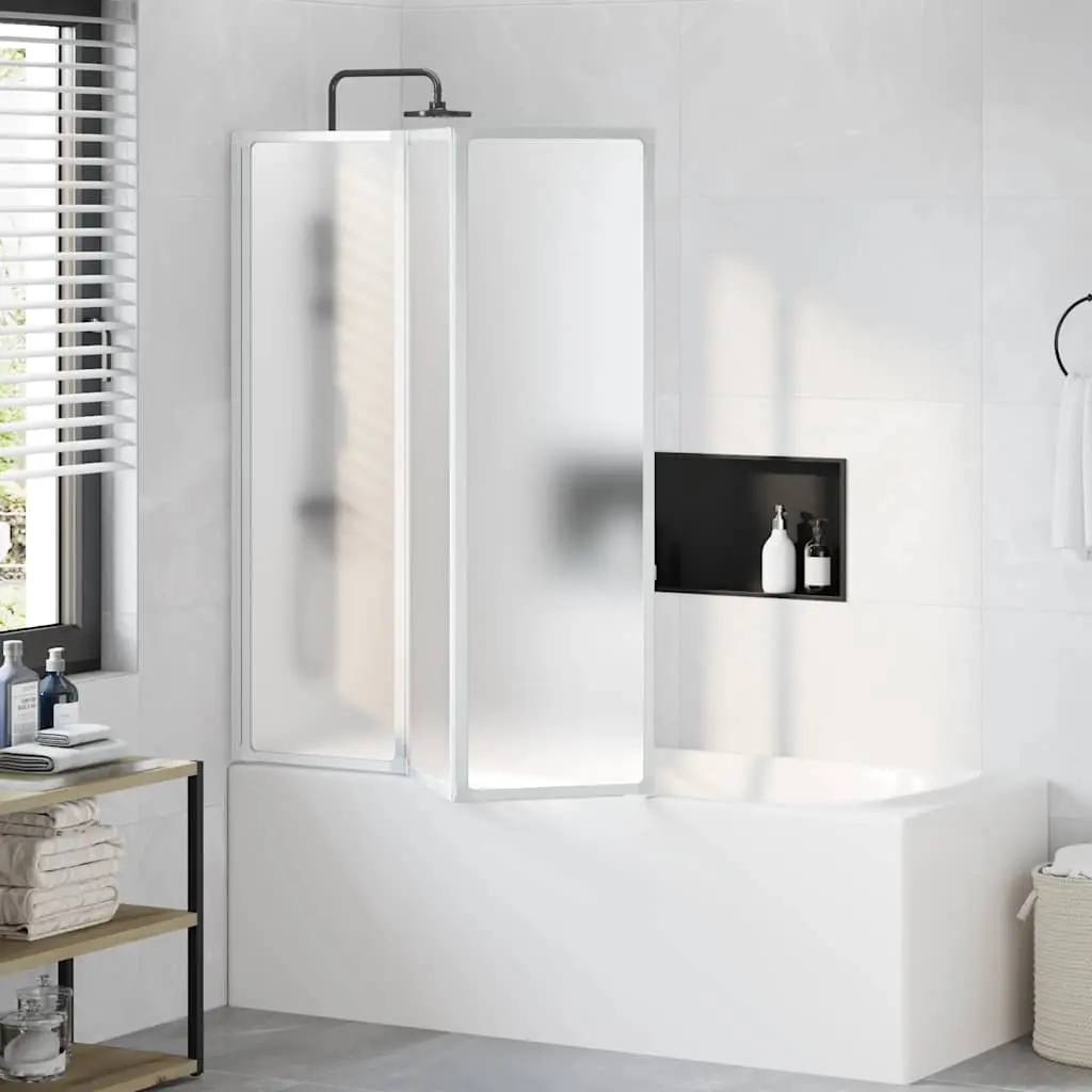 vidaXL Badekaravskjerming 141 x 132 cm 3 Sammenleggbare Paneler