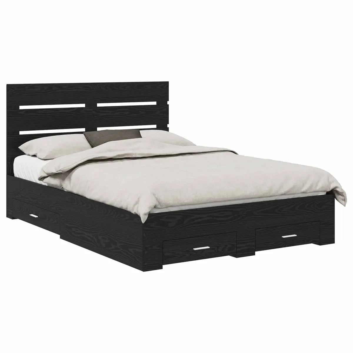 vidaXL Sengestamme med skuff Svart Eik 140 x 190 cm Konstruert tre