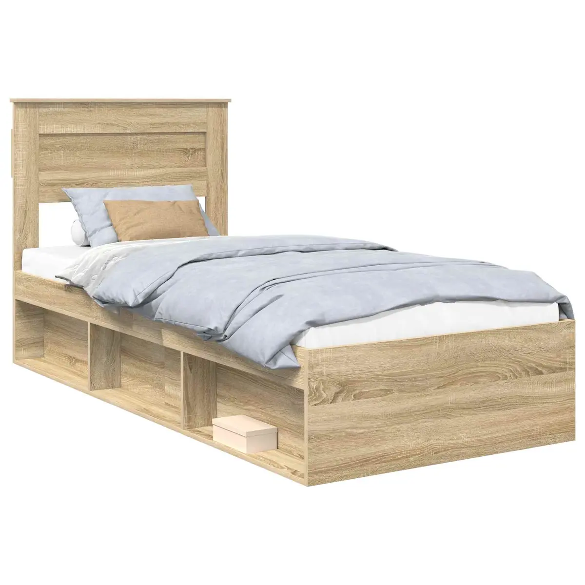 vidaXL Sengestamme Ensfarget Sonoma eik 75 x 190 cm Massiv furu