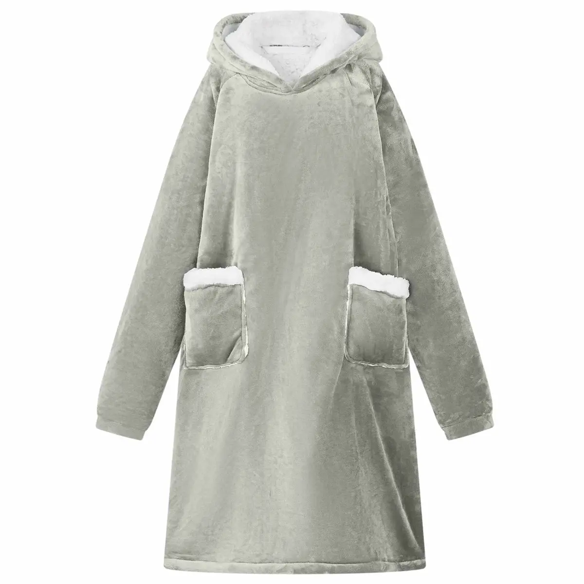 vidaXL Teppe-hettegenser Grå M Fleece og Flanell
