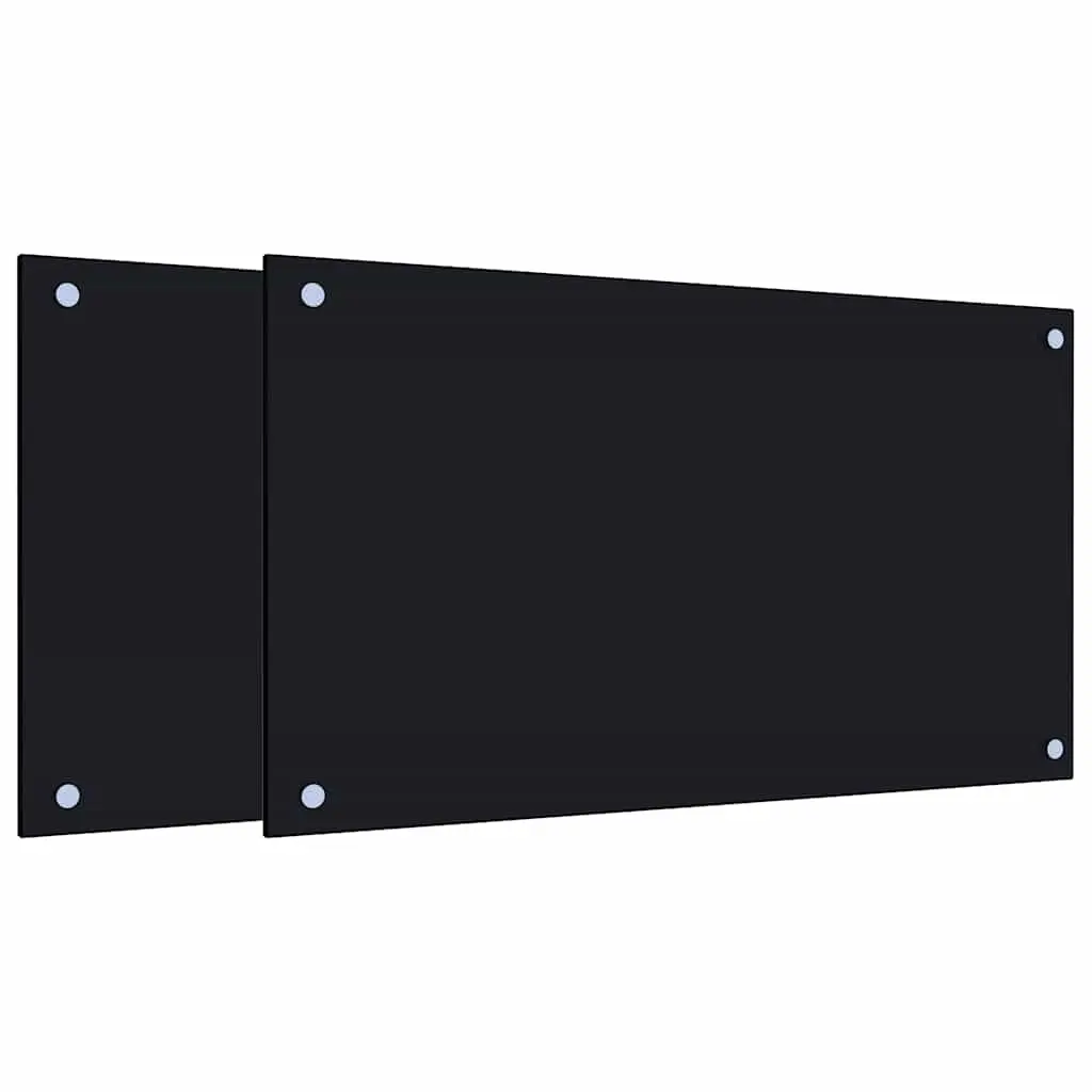 vidaXL Kjøkkenplater 2 stk svart 70x40 cm herdet glass