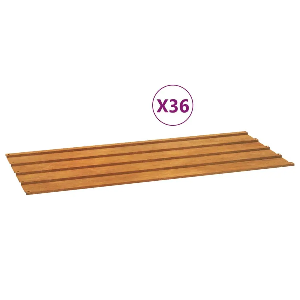 vidaXL Takplater 36 stk rust 100x44 cm cortenstål