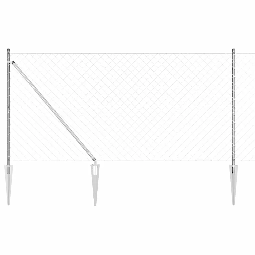 vidaXL Kjedefence med topper 10 x 1,4 m Galvanisert stål Sølv Mesh