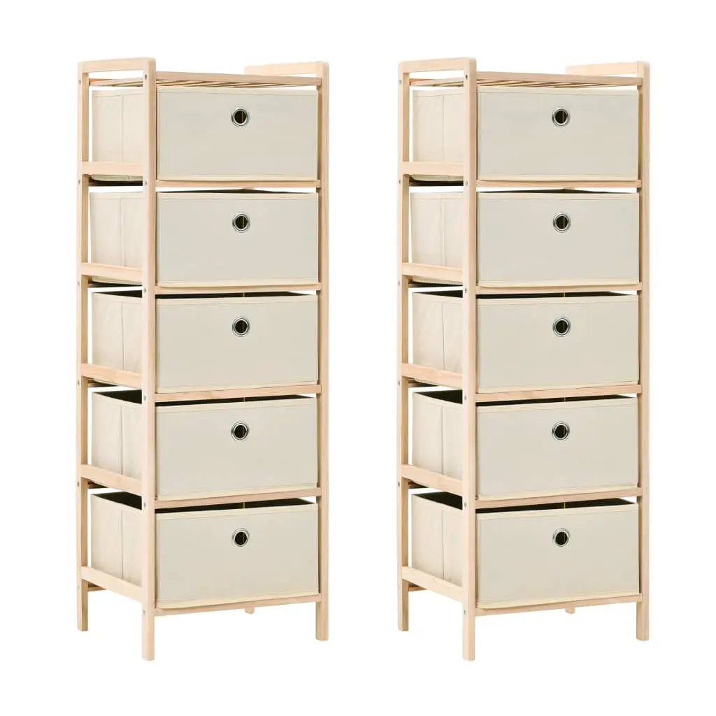 vidaXL Oppbevaringshyller 2 stk med 5 stoffkurver beige sedertre