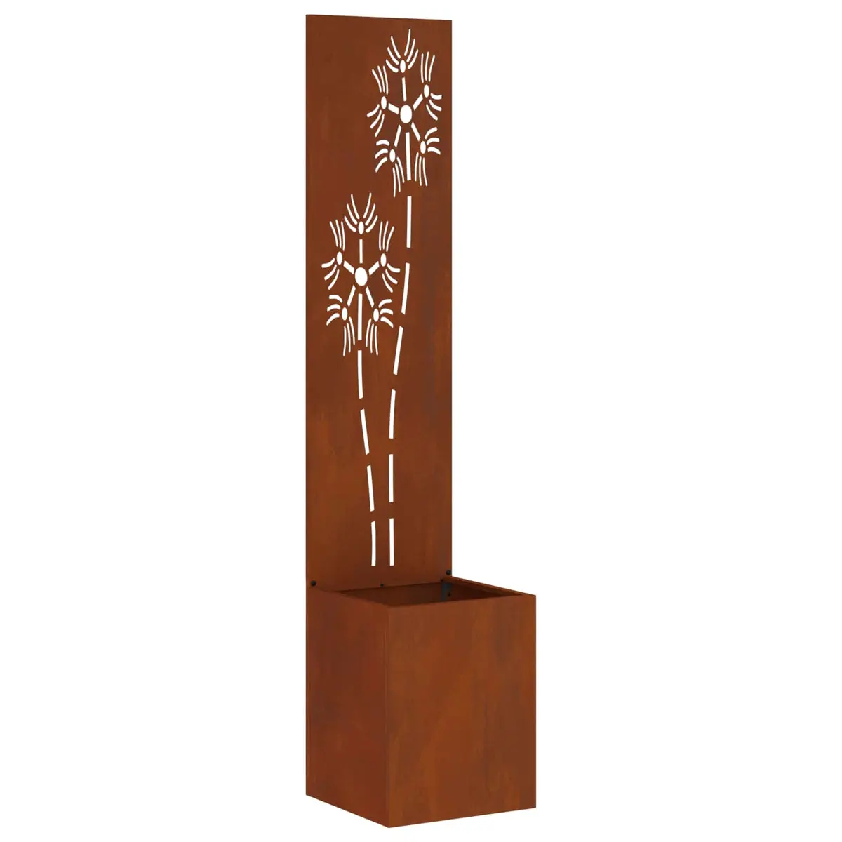 vidaXL Hageprivat skjerm Blomster Rusten 32 x 32 x 150 cm Cortenstål