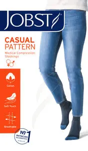 JOBST Casual Pattern klasse 1 kne blå M 1 par