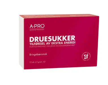 Apro Druesukker med bringebærsmak 12 stk