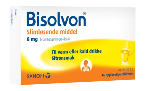 Bisolvon oppløselige tabletter med sitronsmak 8 mg