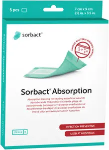 Sorbact Absorption bandasje 7x9cm 5 stk
