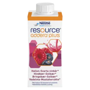 Resource addera plus næringsdrikk bringebær & solbær 4x200 ml