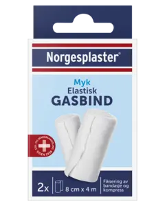 Norgesplaster elastisk gasbind 8cmx4m 2 stk